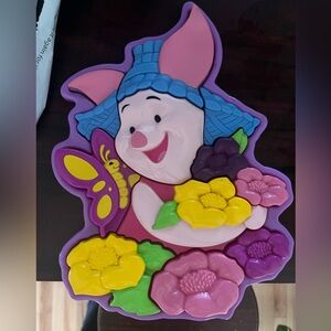 Vintage Fisher Price Disney Winnie The Pooh Piglet 3D Puzzle Flowers Butterfly